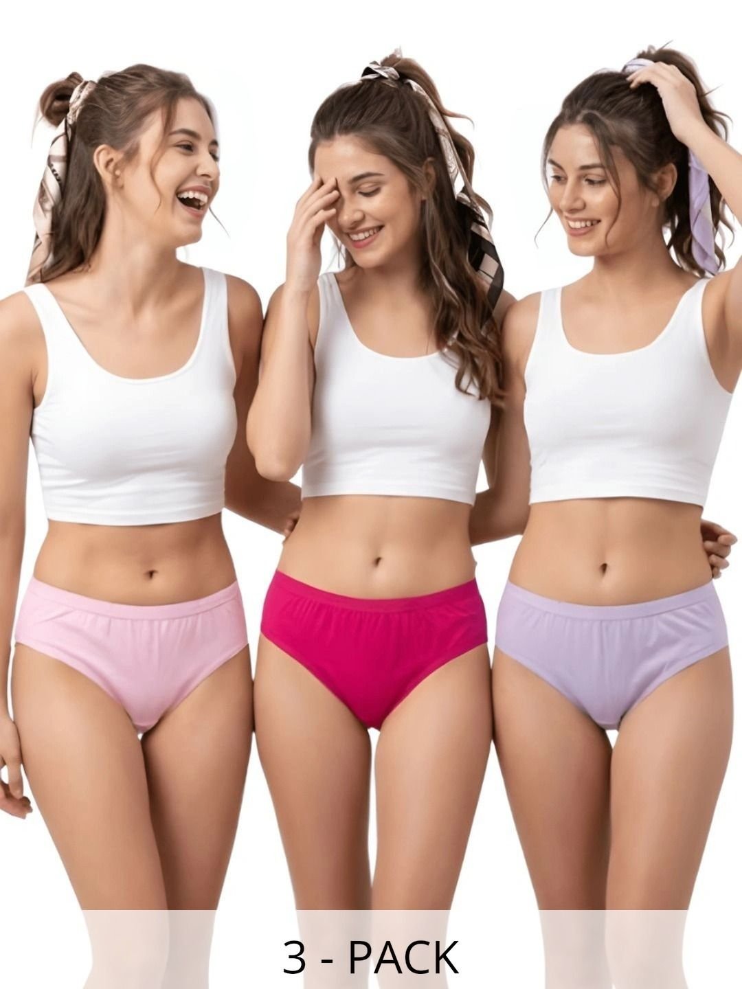Elen Vosky Women Pack of 3 Anti-Odour Seamless Assorted Bikini