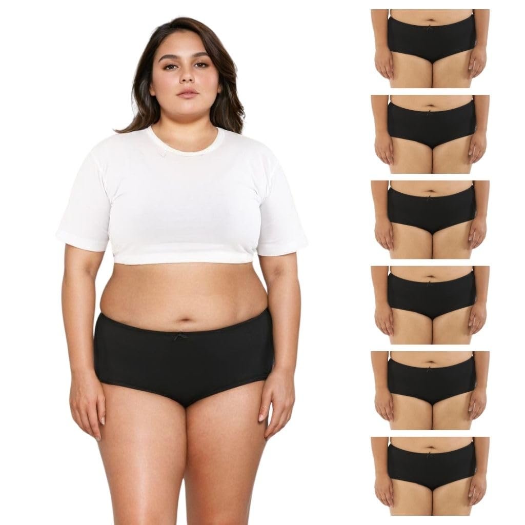 Adira | Plus Size Hipster Panties | Plus Size Brzee Hipsters | Lightweight Cotton-Elastane Fabric | Super Stretchy for Comfort | No Visible Panty Lines | Pack of 6