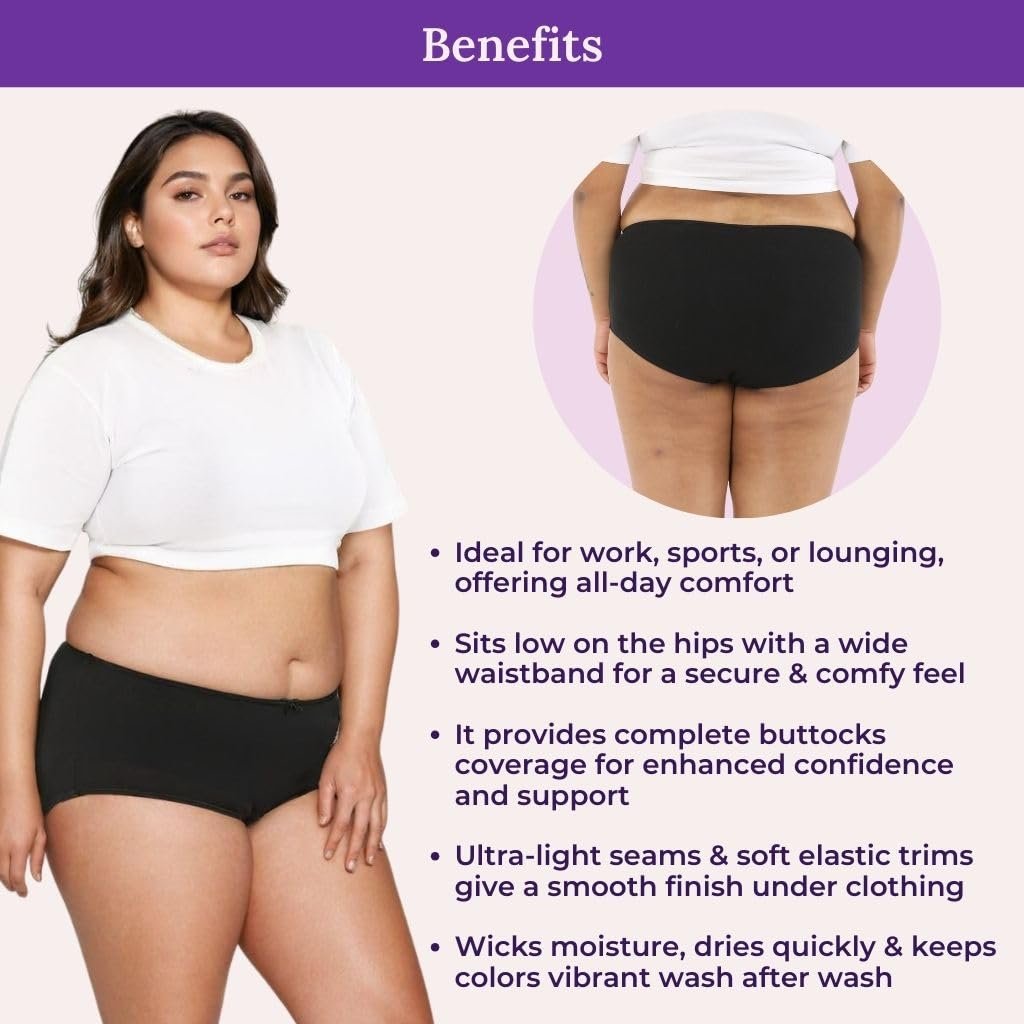Adira | Plus Size Hipster Panties | Plus Size Brzee Hipsters | Lightweight Cotton-Elastane Fabric | Super Stretchy for Comfort | No Visible Panty Lines | Pack of 6 - Image 5