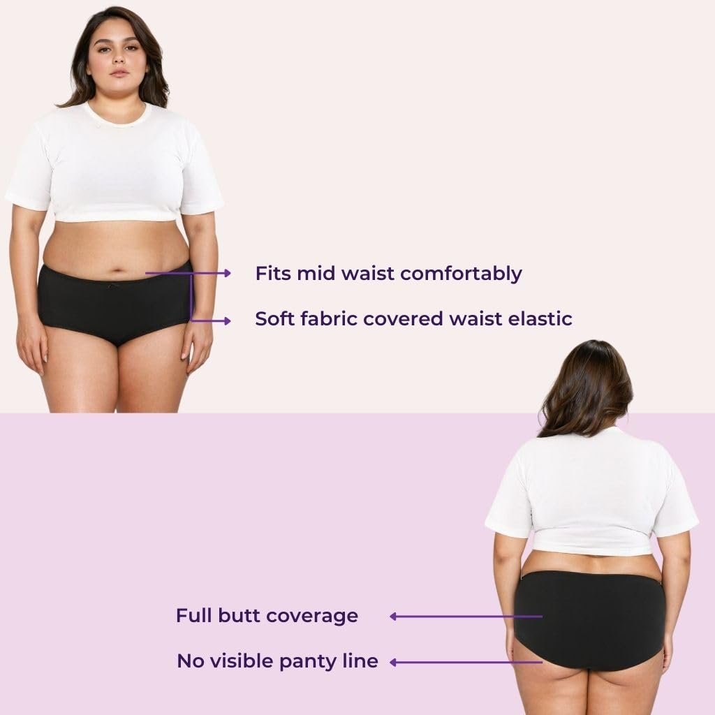 Adira | Plus Size Hipster Panties | Plus Size Brzee Hipsters | Lightweight Cotton-Elastane Fabric | Super Stretchy for Comfort | No Visible Panty Lines | Pack of 6 - Image 6