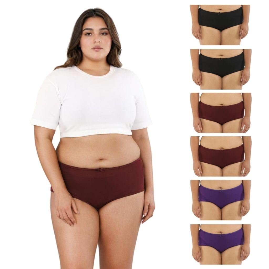 Adira | Plus Size Hipster Panties | Plus Size Brzee Hipsters | Lightweight Cotton-Elastane Fabric | Super Stretchy for Comfort | No Visible Panty Lines | Pack of 6 - Image 14
