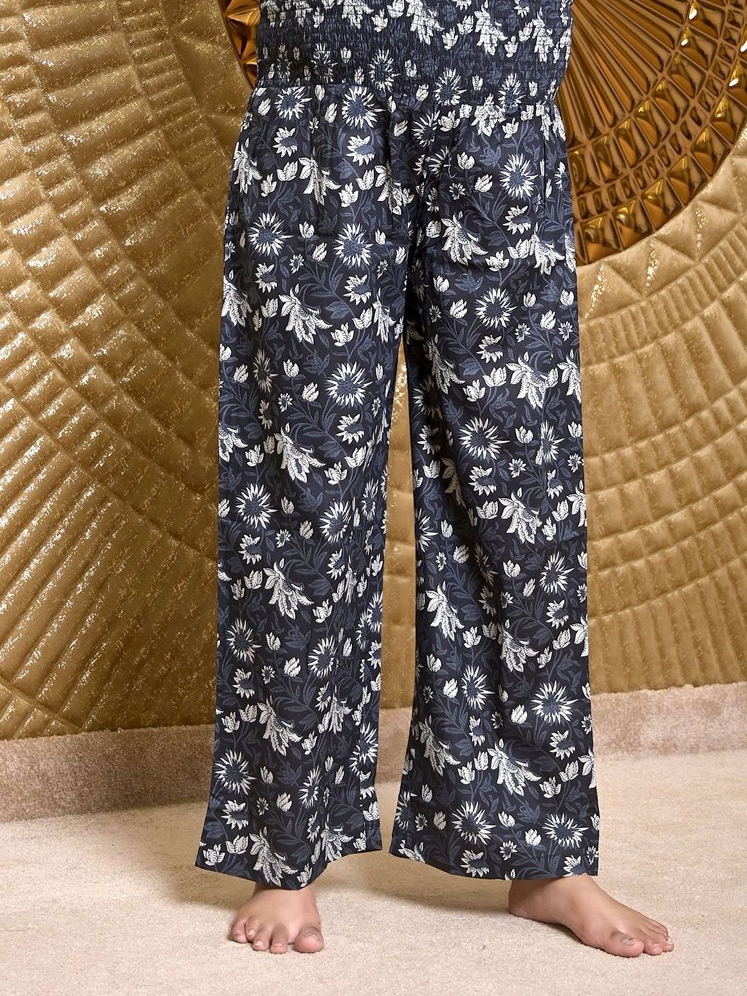 Women Floral Printed Pure Cotton Kurti & Pyjamas Maternity Night suit - Image 7