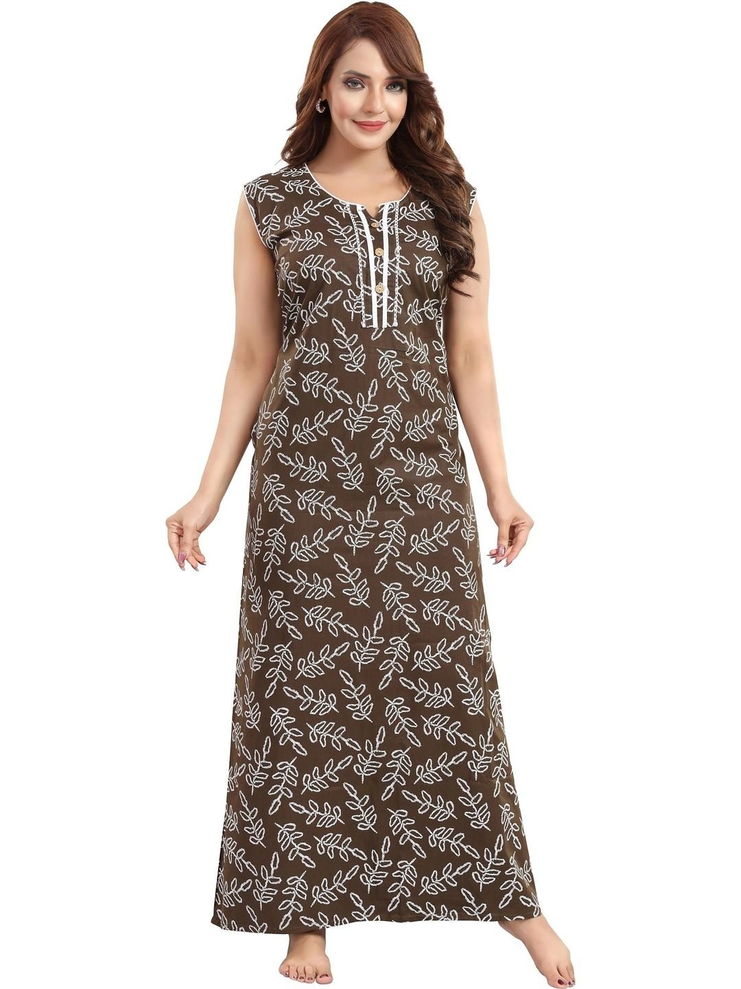 Women Cotton Printed Maxi Nightdress