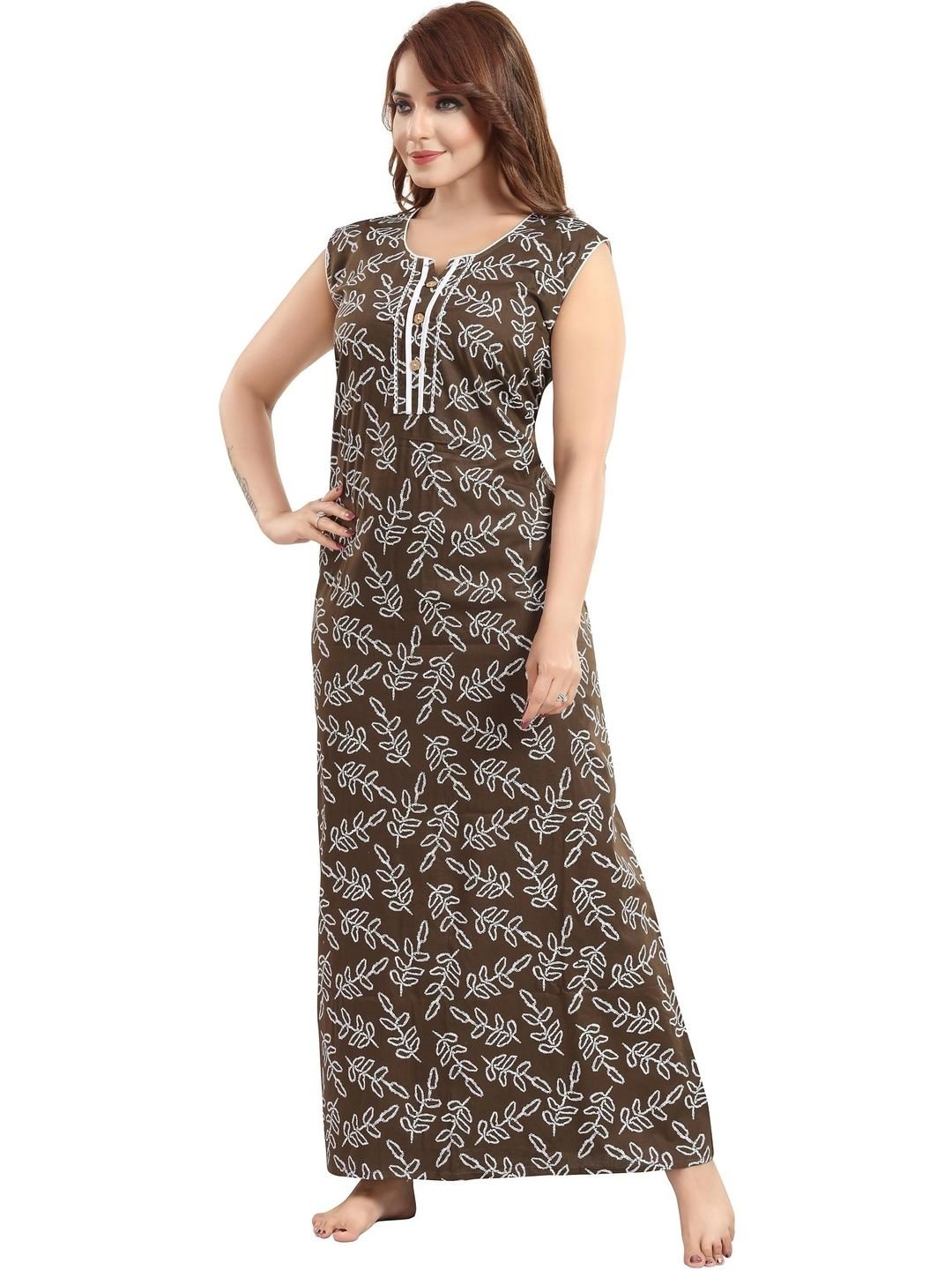 Women Cotton Printed Maxi Nightdress - Image 5