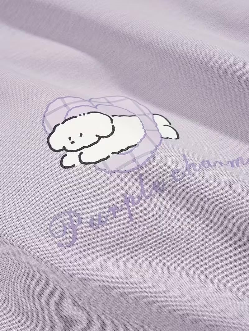 SHIENZY Women Korean Style Night Suit | Round Neck Short Sleeve Cute Printed Cotton Pajama Set for Girls & Women | Soft Nightwear, Loungewear, Sleepwear for Women | Full Pyjama Set | Co-ord Set - Image 5