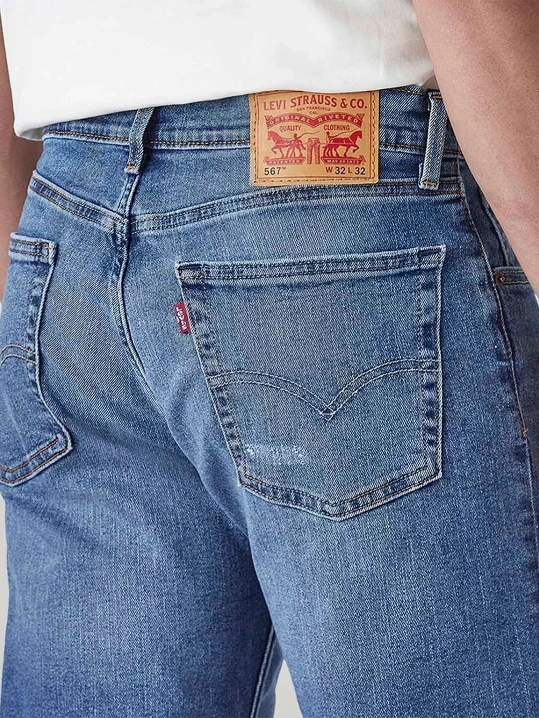Men Classic Bootcut Mid-Rise Low Distress Light Fade Stretchable Jeans - Image 5