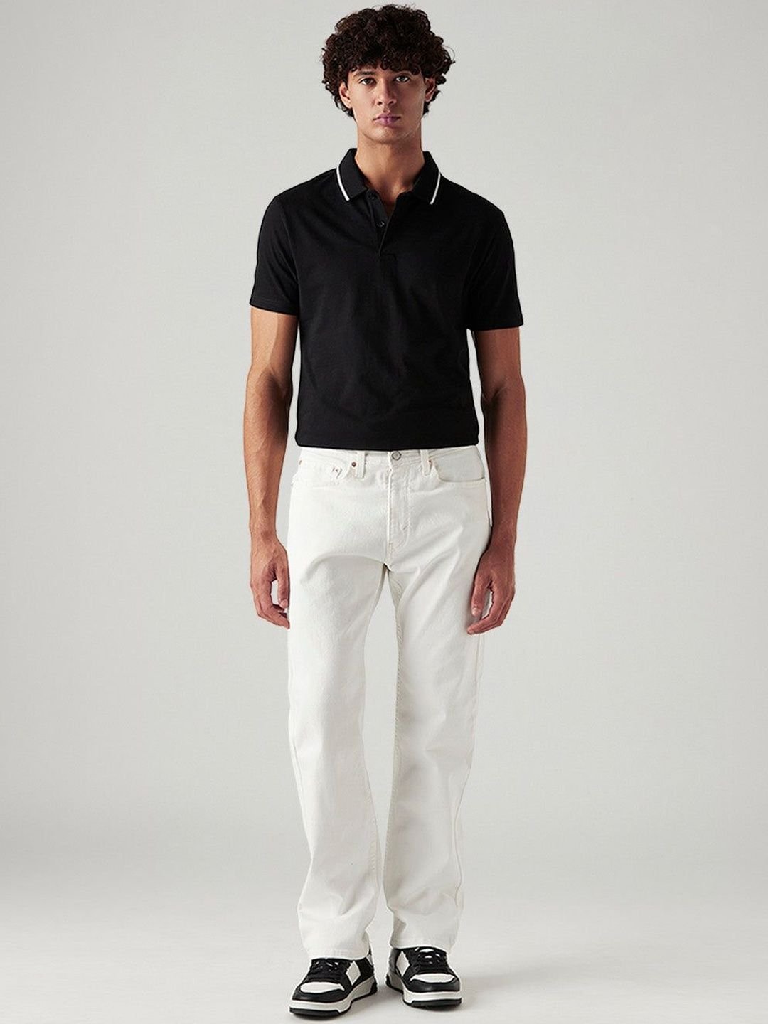 Men's 505 White Straight Fit Mid Rise Jeans - Image 2