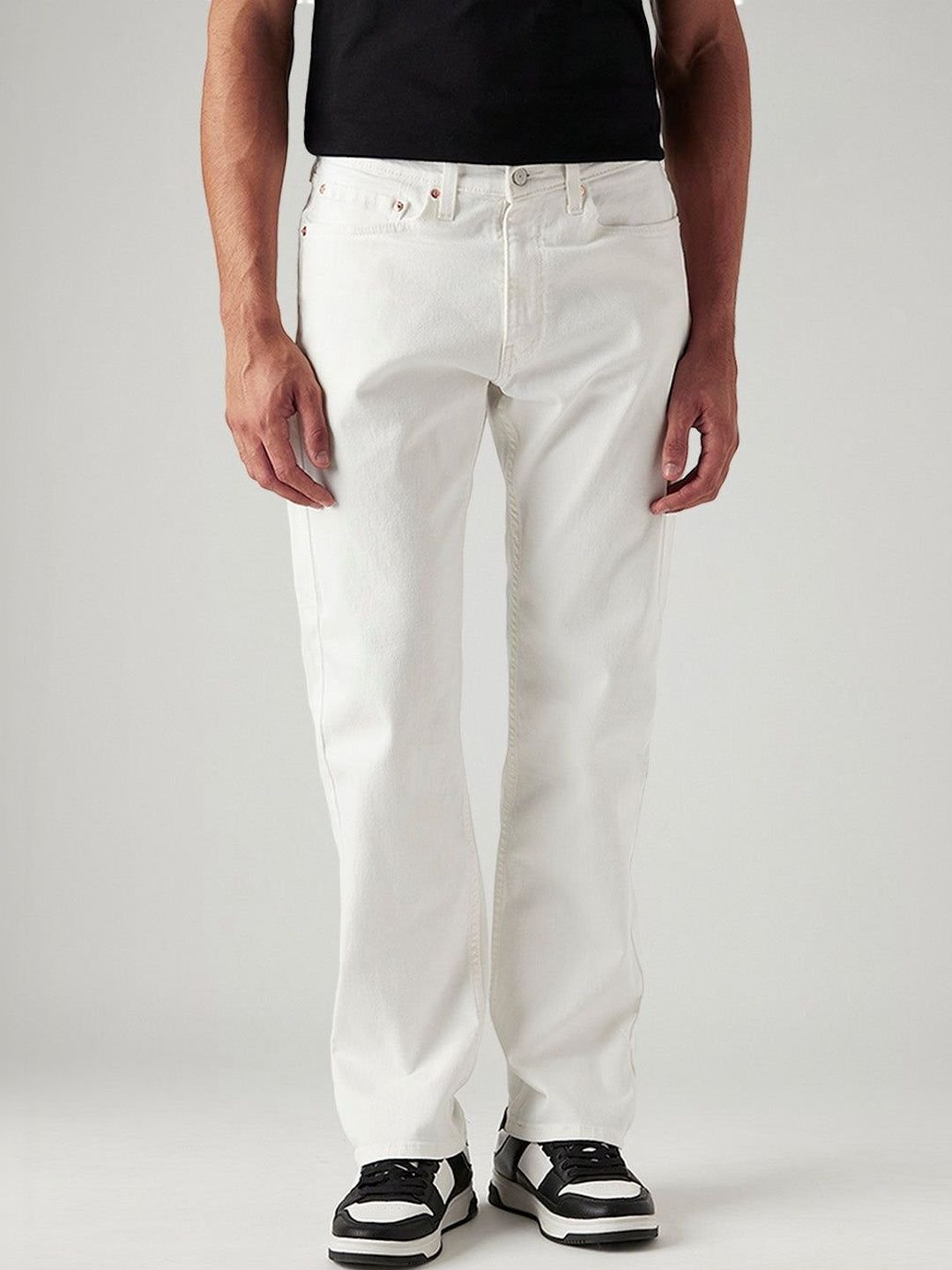 Men's 505 White Straight Fit Mid Rise Jeans - Image 3