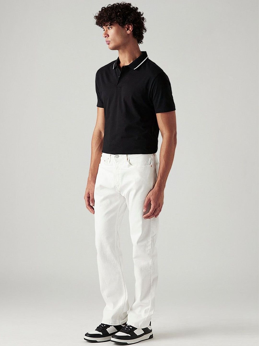 Men's 505 White Straight Fit Mid Rise Jeans - Image 6