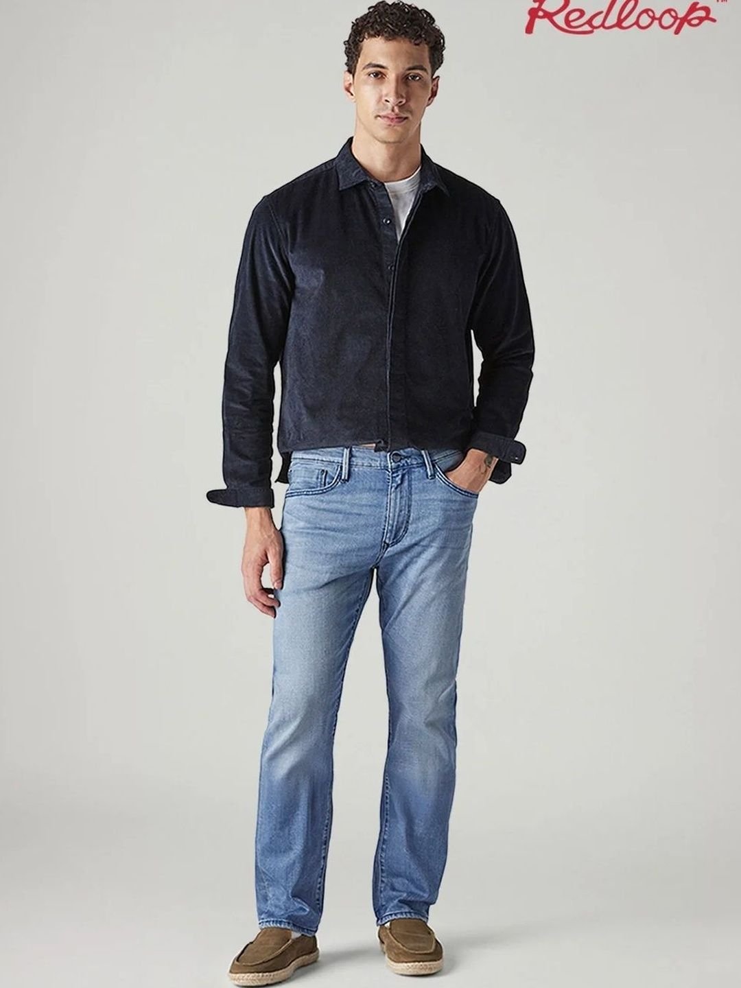 Men Classic Straight Fit Mid-Rise Low Distress Light Fade Stretchable Jeans - Image 6