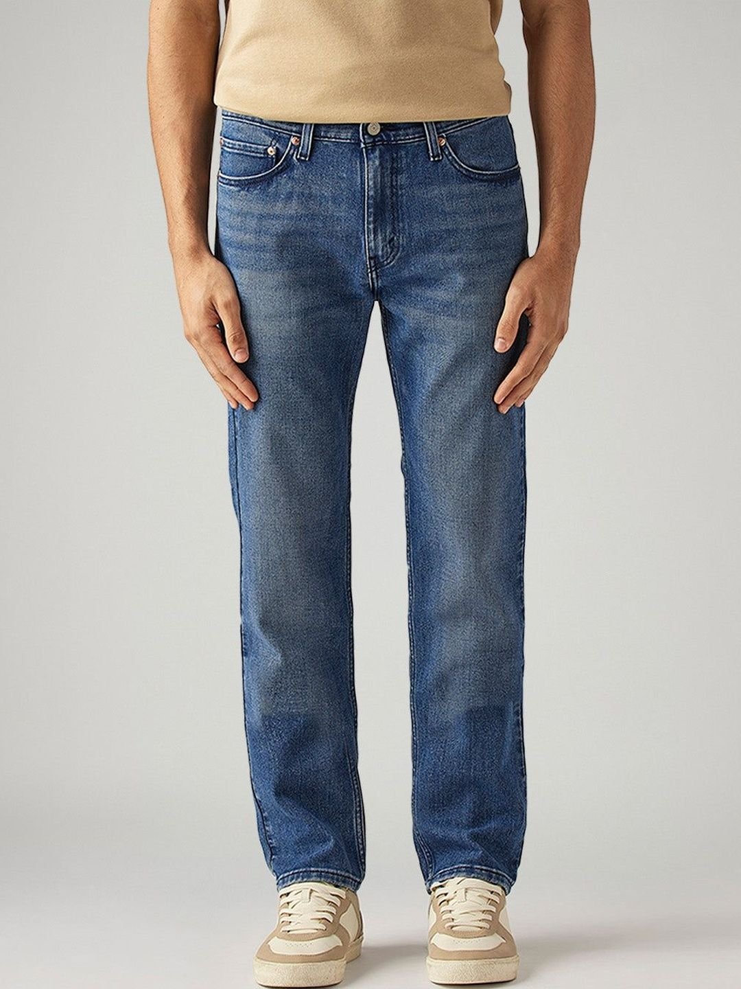 Men's 505 Blue Straight Fit Mid Rise Hyper Stretch Jeans - Image 2