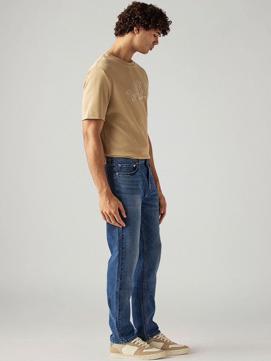 Men's 505 Blue Straight Fit Mid Rise Hyper Stretch Jeans - Image 4