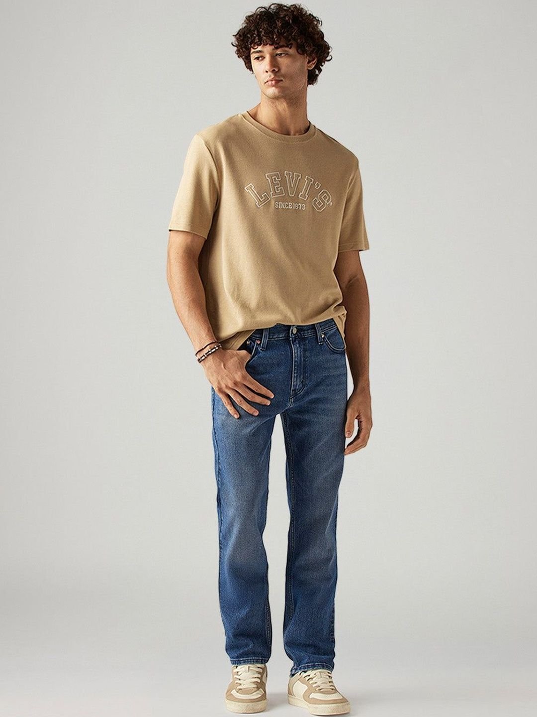 Men's 505 Blue Straight Fit Mid Rise Hyper Stretch Jeans - Image 6