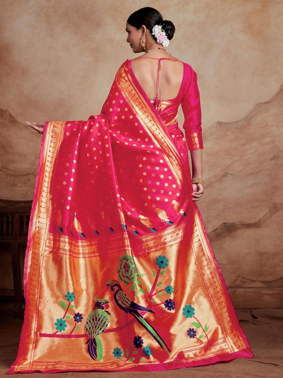 EthnicJunction Women's Silk Blend Woven Paithani saree With Blouse Piece | Wedding Saree | Heavy Saree - Image 5