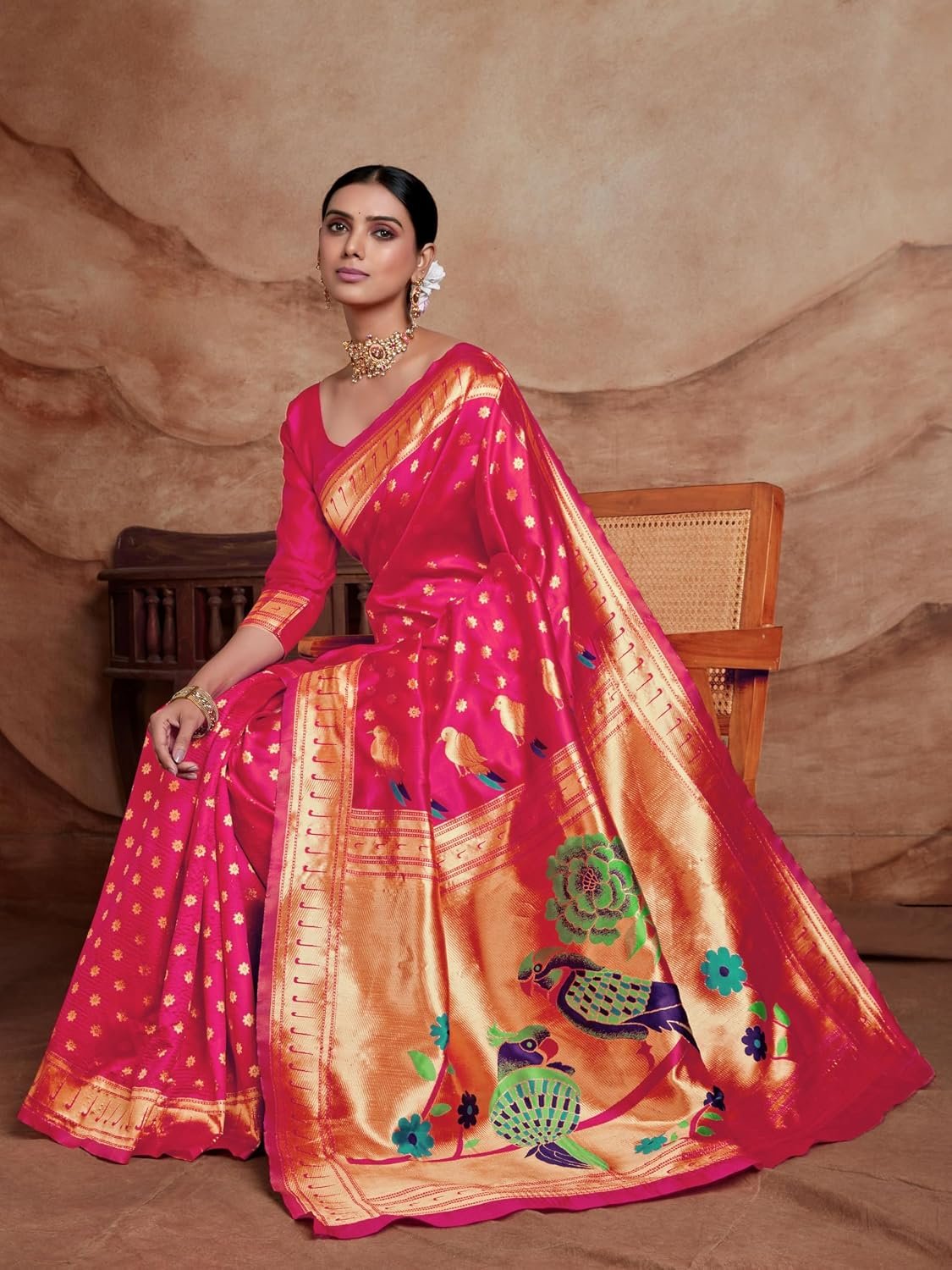 EthnicJunction Women's Silk Blend Woven Paithani saree With Blouse Piece | Wedding Saree | Heavy Saree - Image 6