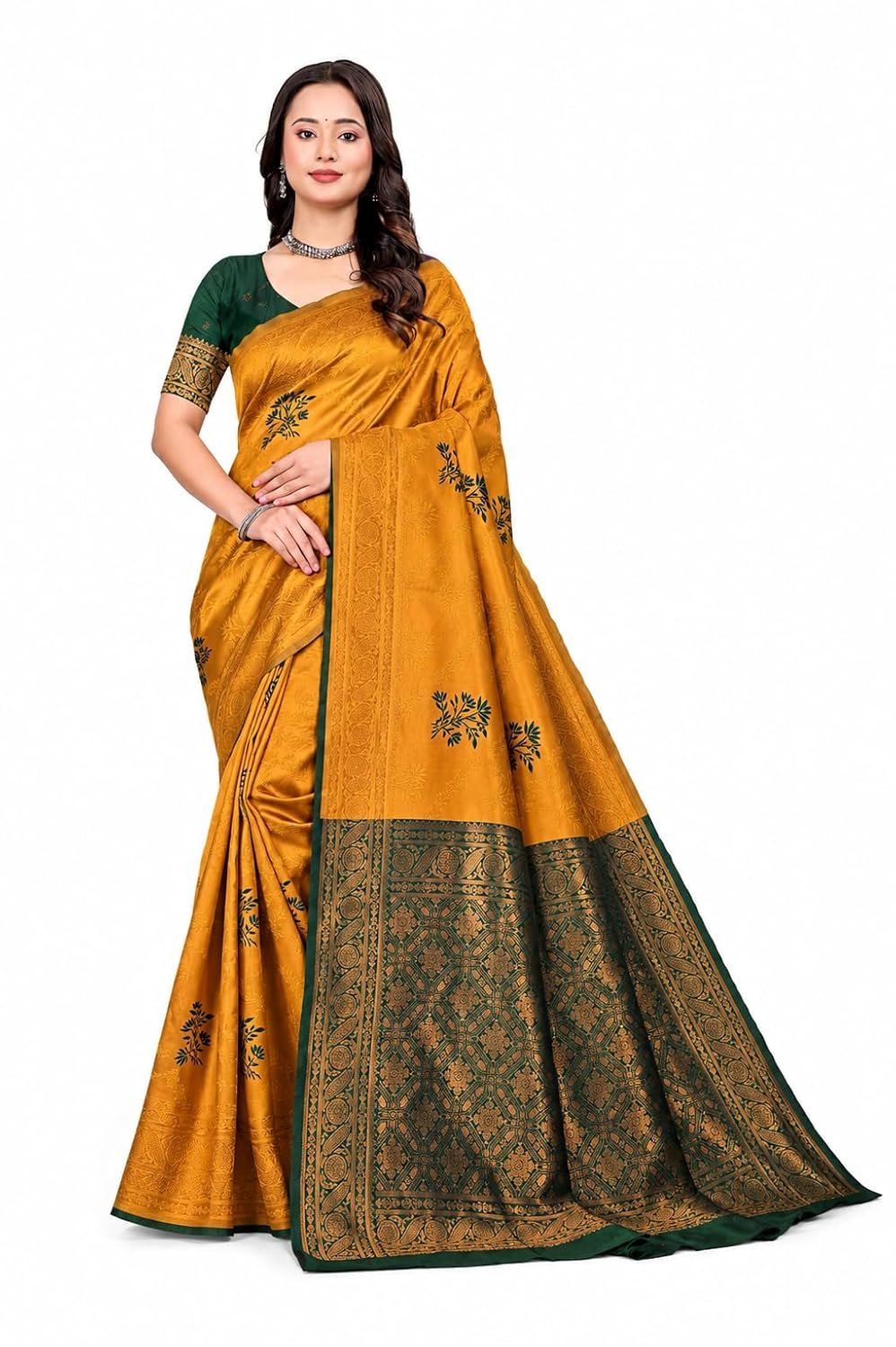 Fashion Women's Kanjivaram Style Soft Silk Banarasi Sarees With Blouse Piece For Women Pure Soft Silk Saree With Blouse Piece For Wedding