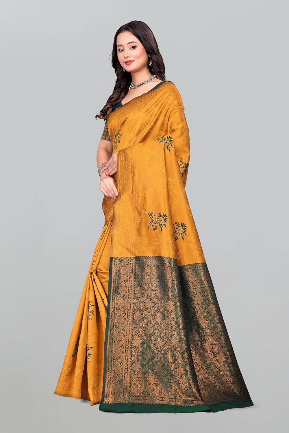 Fashion Women's Kanjivaram Style Soft Silk Banarasi Sarees With Blouse Piece For Women Pure Soft Silk Saree With Blouse Piece For Wedding - Image 2