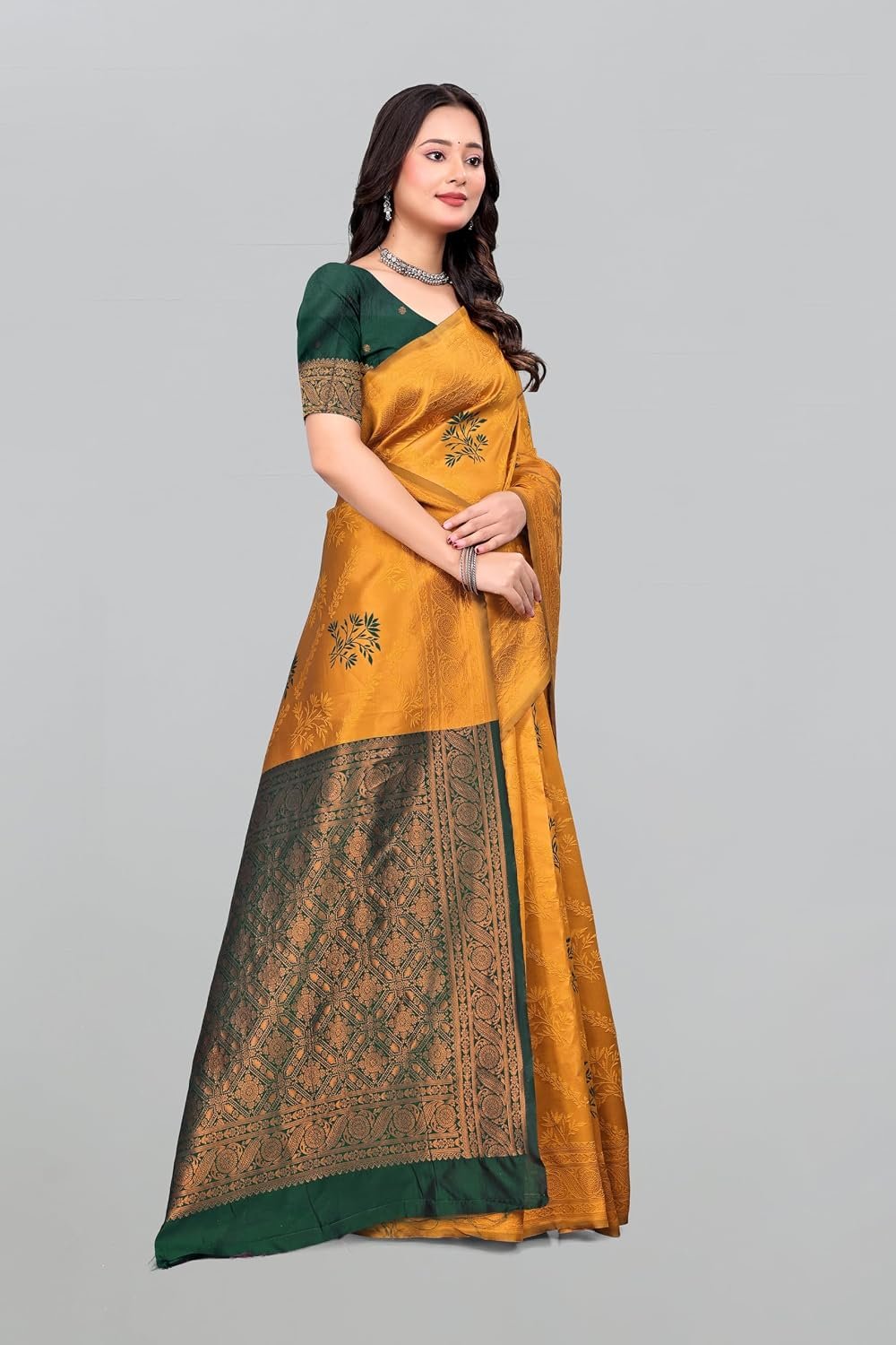 Fashion Women's Kanjivaram Style Soft Silk Banarasi Sarees With Blouse Piece For Women Pure Soft Silk Saree With Blouse Piece For Wedding - Image 6