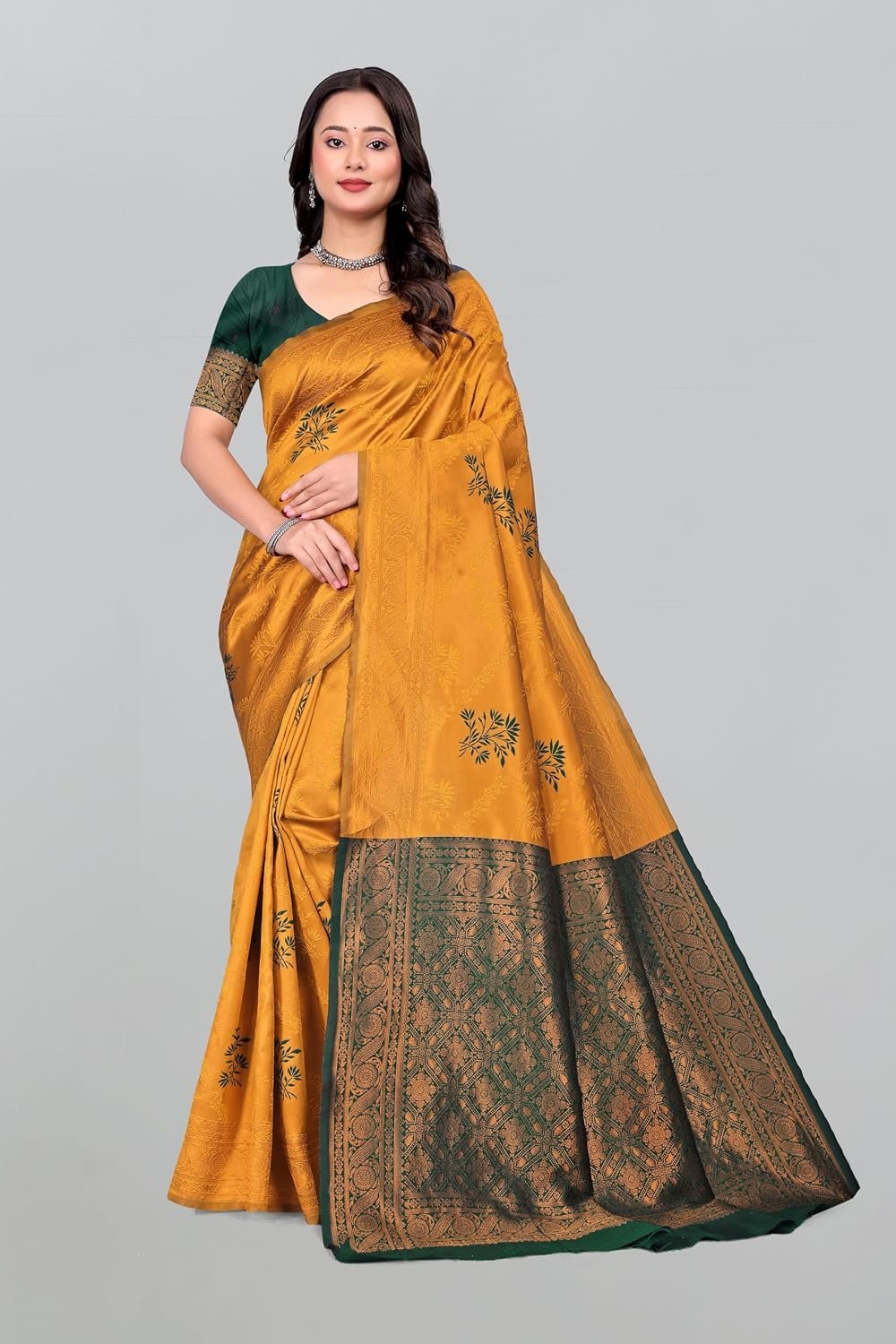 Fashion Women's Kanjivaram Style Soft Silk Banarasi Sarees With Blouse Piece For Women Pure Soft Silk Saree With Blouse Piece For Wedding - Image 7
