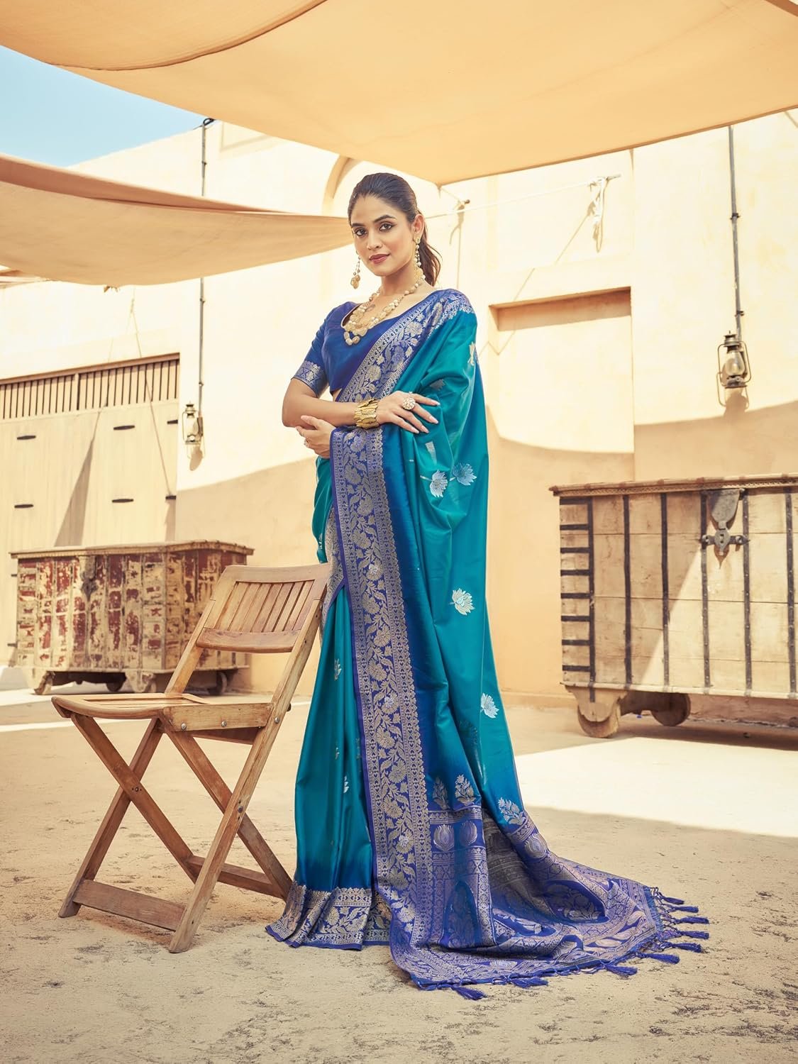 SWORNOF Women's Kanjivaram Soft Silk Banarasi Sarees With Unstiched Blouse Piece - Image 4