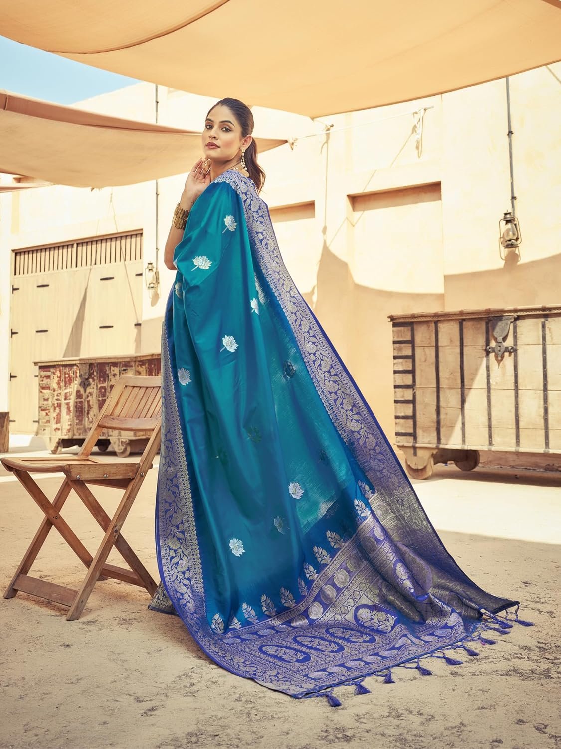 SWORNOF Women's Kanjivaram Soft Silk Banarasi Sarees With Unstiched Blouse Piece - Image 5