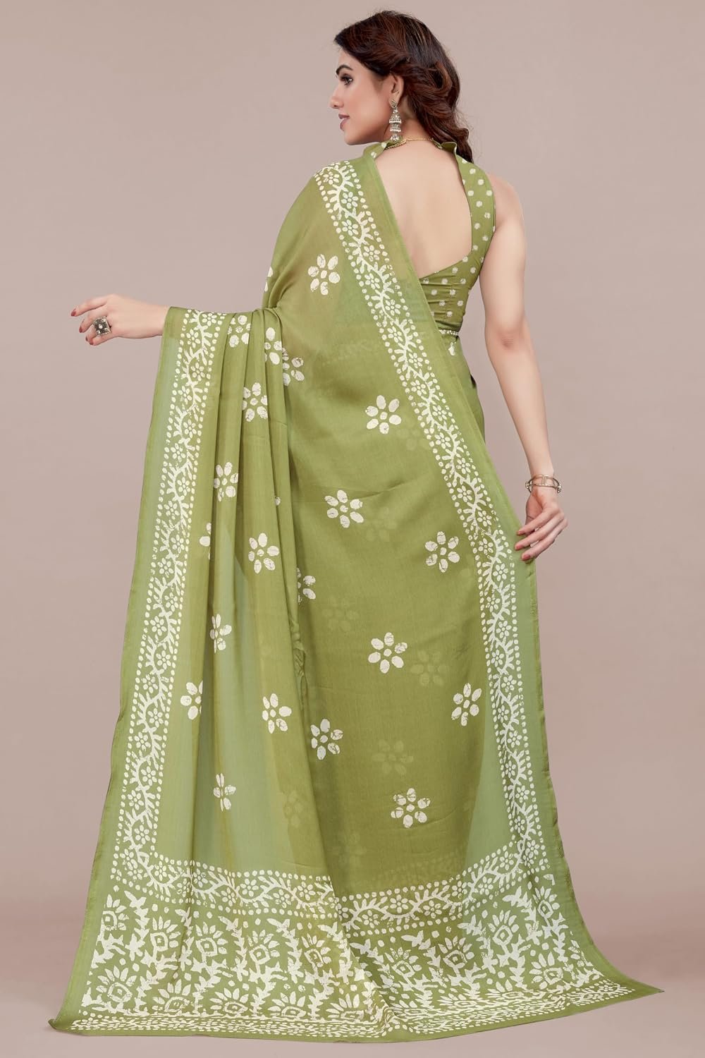 MIRCHI FASHION Saree for Woman Chiffon Batik Printed | Lightweight Daily Wear Women's Office Sari with Blouse Piece (Available in 40 Colours) - Image 3