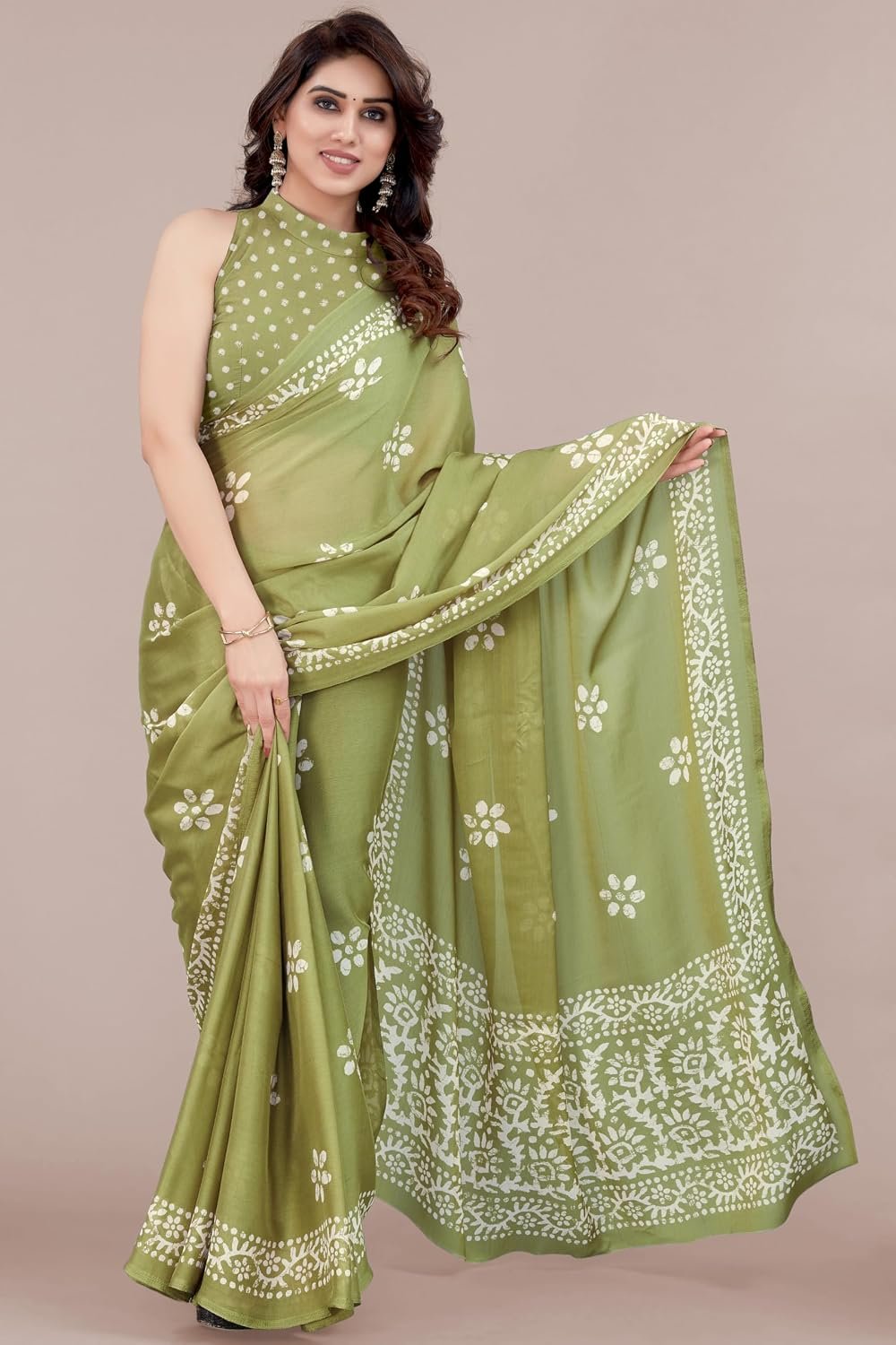 MIRCHI FASHION Saree for Woman Chiffon Batik Printed | Lightweight Daily Wear Women's Office Sari with Blouse Piece (Available in 40 Colours) - Image 6