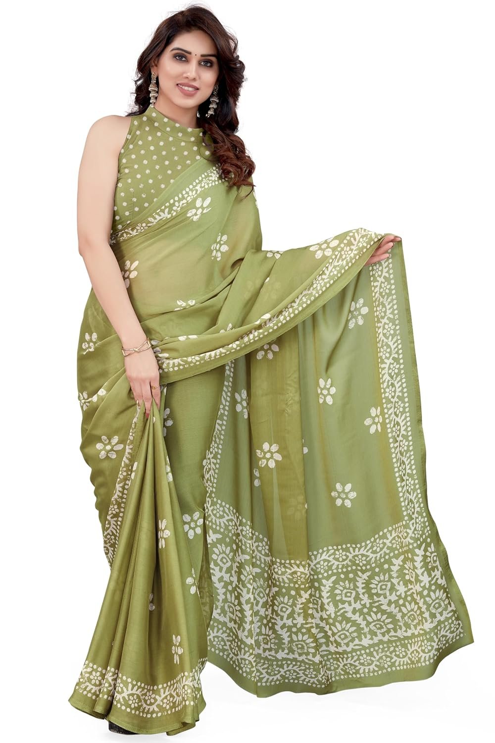 MIRCHI FASHION Saree for Woman Chiffon Batik Printed | Lightweight Daily Wear Women's Office Sari with Blouse Piece (Available in 40 Colours) - Image 8