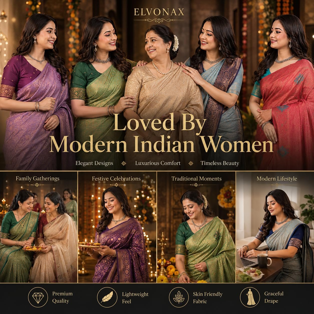 Fashion Women's Kanjivaram Style Soft Silk Banarasi Sarees With Blouse Piece For Women Pure Soft Silk Saree With Blouse Piece For Wedding - Image 10