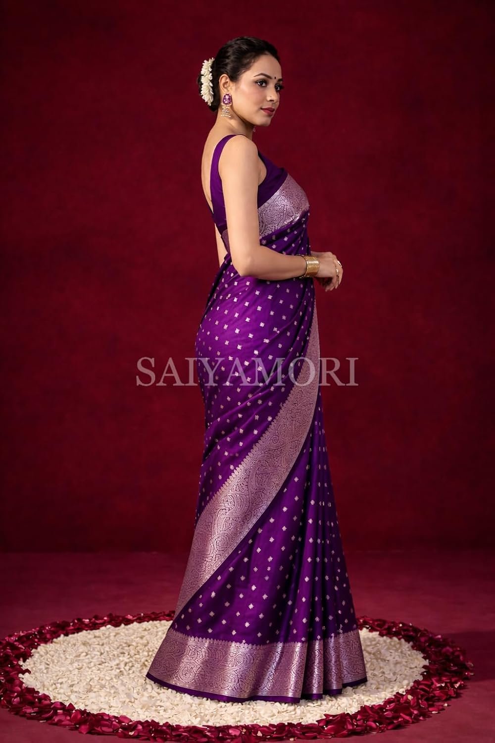 Women’s Soft Silk Style Jacquard Saree with Rich Zari Woven Border & Pallu | 5.6 Mtr Saree with 0.8 Mtr Unstitched Blouse - Image 2