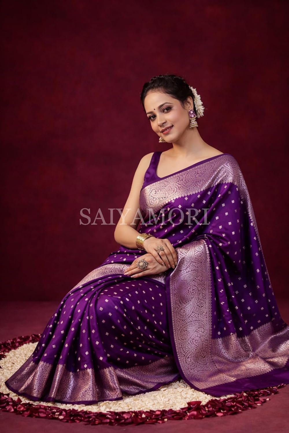Women’s Soft Silk Style Jacquard Saree with Rich Zari Woven Border & Pallu | 5.6 Mtr Saree with 0.8 Mtr Unstitched Blouse - Image 5