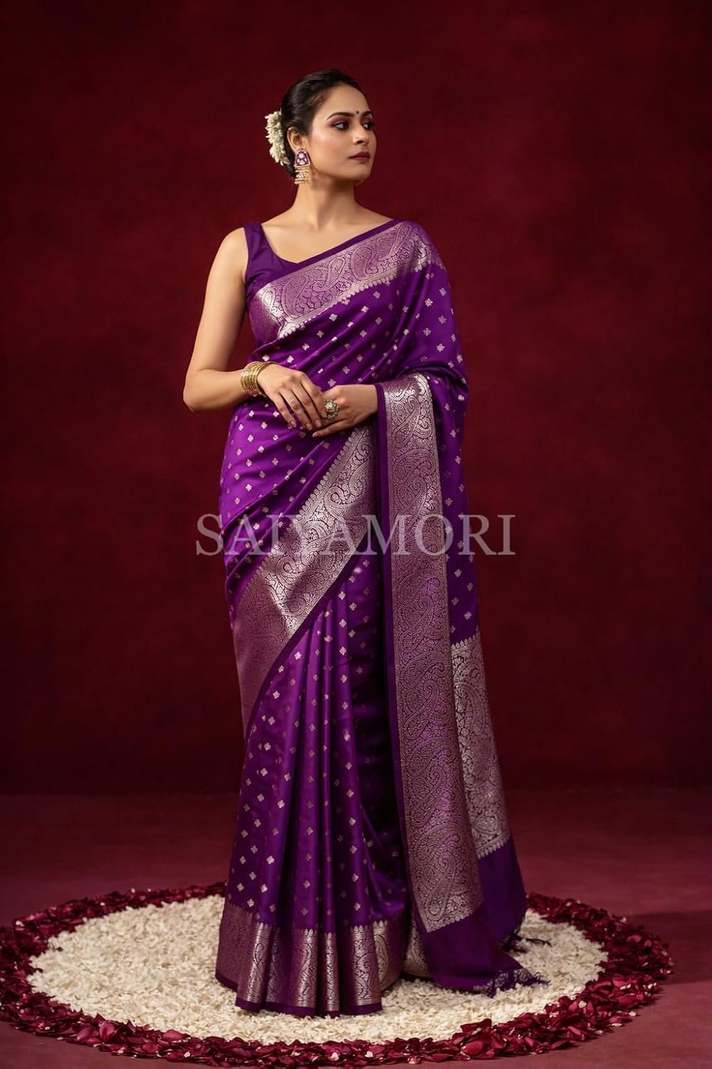 Women’s Soft Silk Style Jacquard Saree with Rich Zari Woven Border & Pallu | 5.6 Mtr Saree with 0.8 Mtr Unstitched Blouse - Image 6