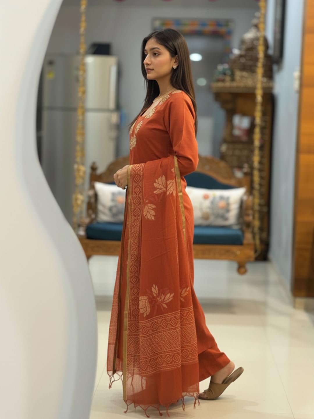 ANNI Designer Women's Rayon Viscose Straight fit Printed Embroidered Kurta with Pant & Dupatta | Ethnic Kurta Set for Women | Daily, Office & Festive Traditional - Image 4