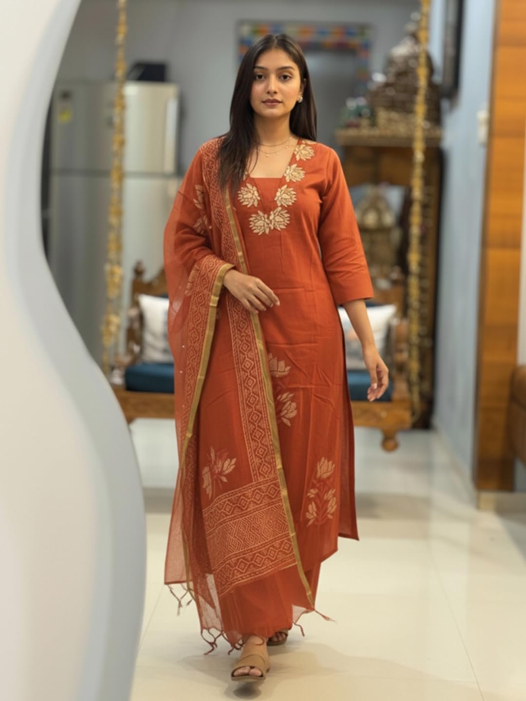 ANNI Designer Women's Rayon Viscose Straight fit Printed Embroidered Kurta with Pant & Dupatta | Ethnic Kurta Set for Women | Daily, Office & Festive Traditional - Image 5