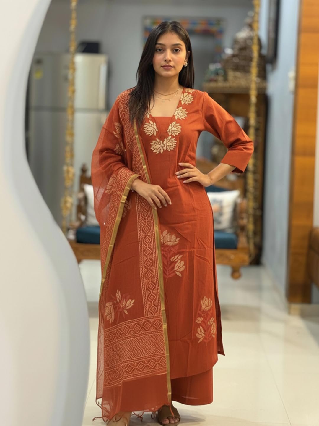 ANNI Designer Women's Rayon Viscose Straight fit Printed Embroidered Kurta with Pant & Dupatta | Ethnic Kurta Set for Women | Daily, Office & Festive Traditional - Image 6