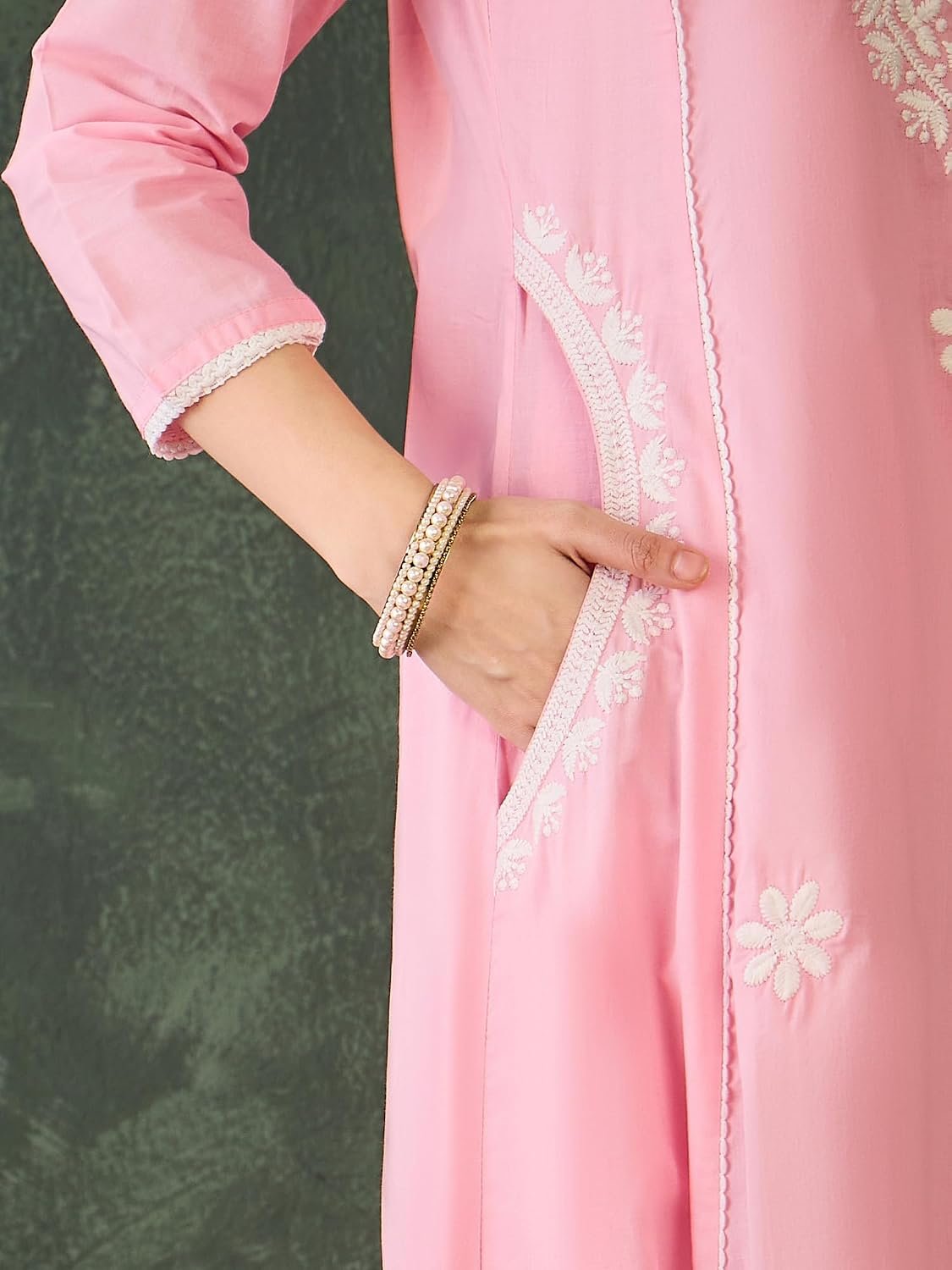 Naixa Women's Cotton Blend Embroidered Straight Kurta with Pant and Dupatta Sets (NX-790) - Image 7