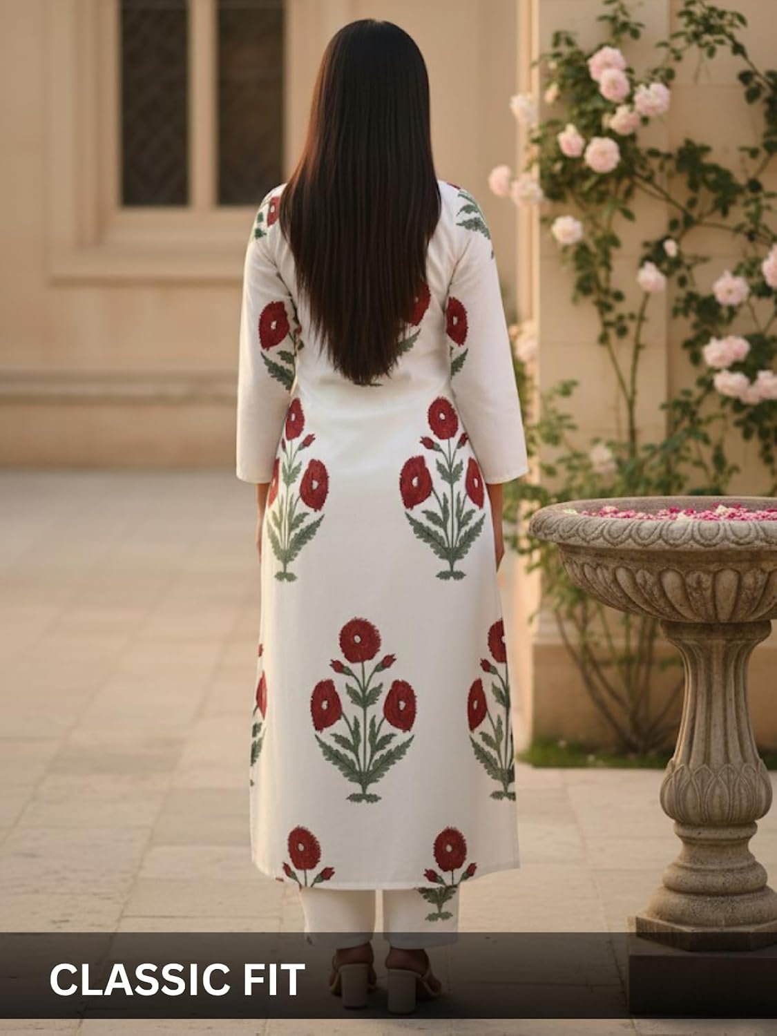 Leriya Fashion Kurti Set for Women | Elegant Kurta Sets for Woman | Festive Co Ord Set for Women Stylish | Floral V-Neck Straight Pant Silhouette for Daily Travel Comfort Office Outfits - Image 2