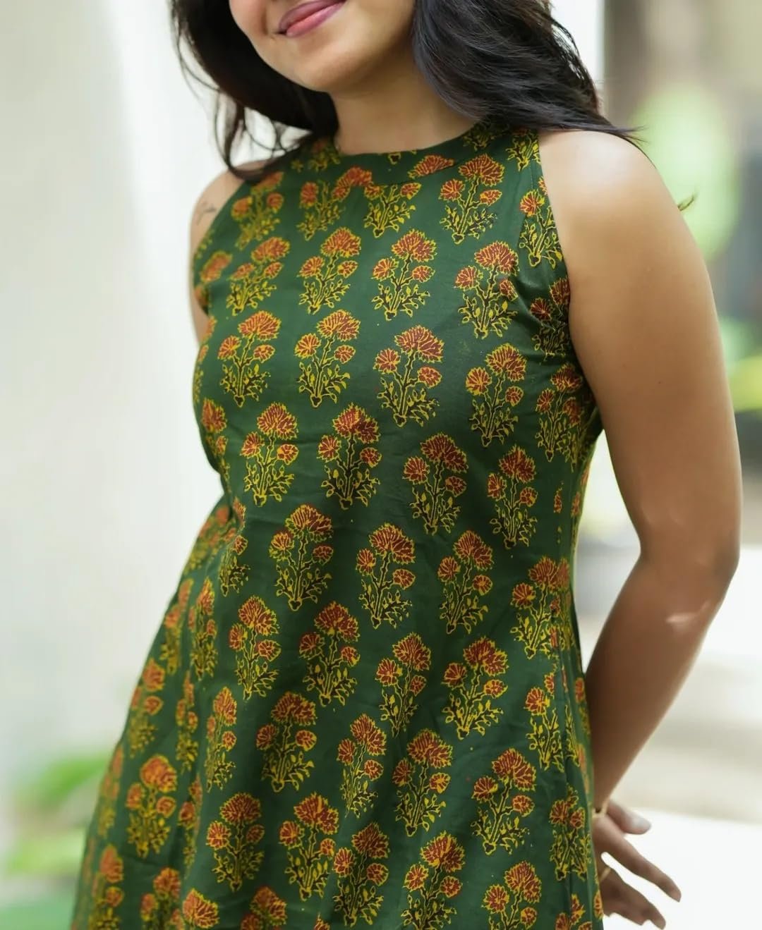 Nermosa Women Pure Cotton Kurta Palazzo Set | Sleeveless Printed Kurta with Palazzo Pants | Summer Friendly, Office Wear Co-Ord Set - Image 3