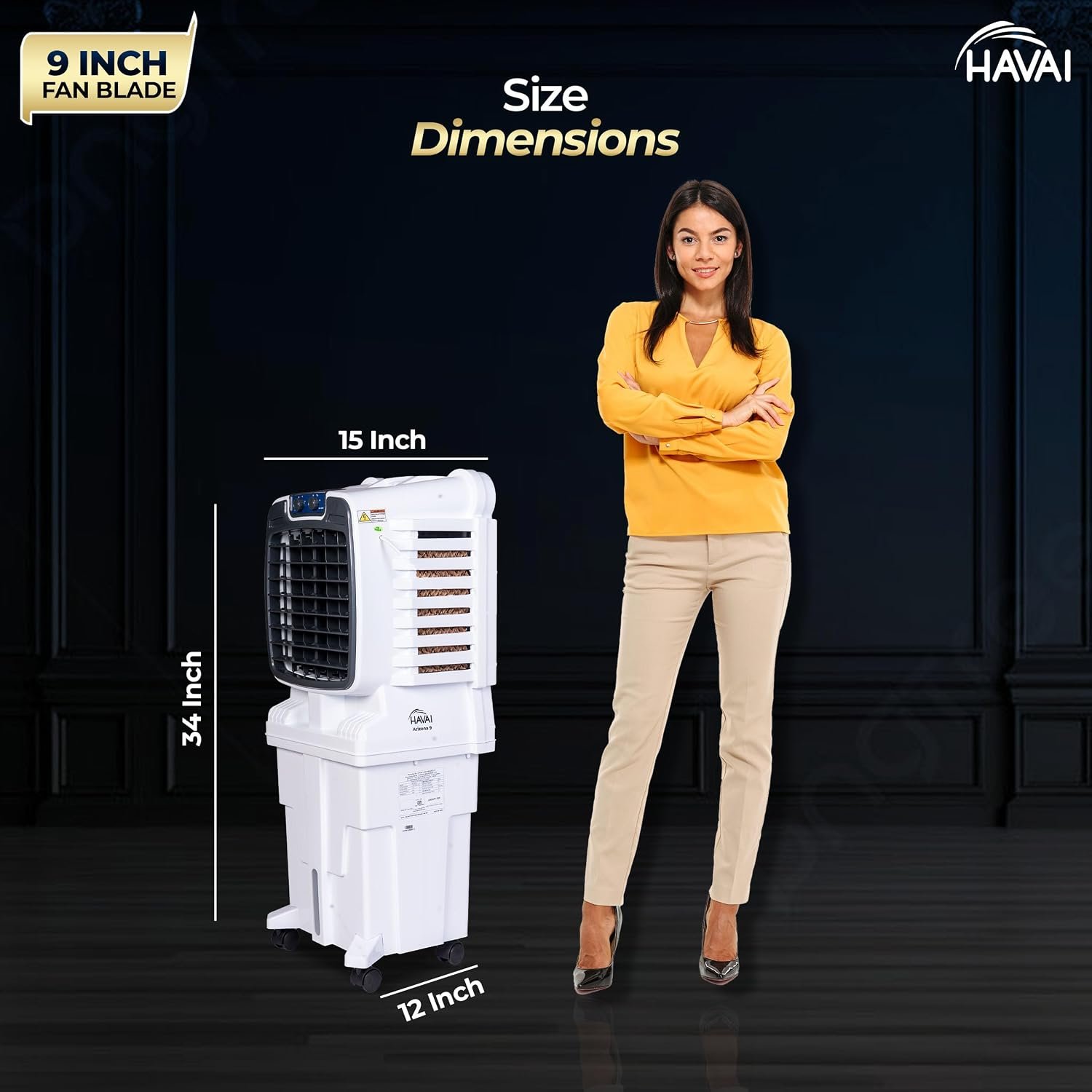 Arizona 9 Personal Air Cooler | India’s First 9-Inch Blade Cooler | 2600 RPM | 2200 m³/hr Delivery | 5 Ft Air Throw | 3-Side Honeycomb | 25L Tank | Motorised Louvers | 120W | Ideal for 50 Sq Ft - Image 7