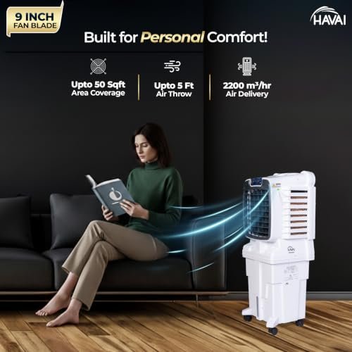Arizona 9 Personal Air Cooler | India’s First 9-Inch Blade Cooler | 2600 RPM | 2200 m³/hr Delivery | 5 Ft Air Throw | 3-Side Honeycomb | 25L Tank | Motorised Louvers | 120W | Ideal for 50 Sq Ft - Image 10