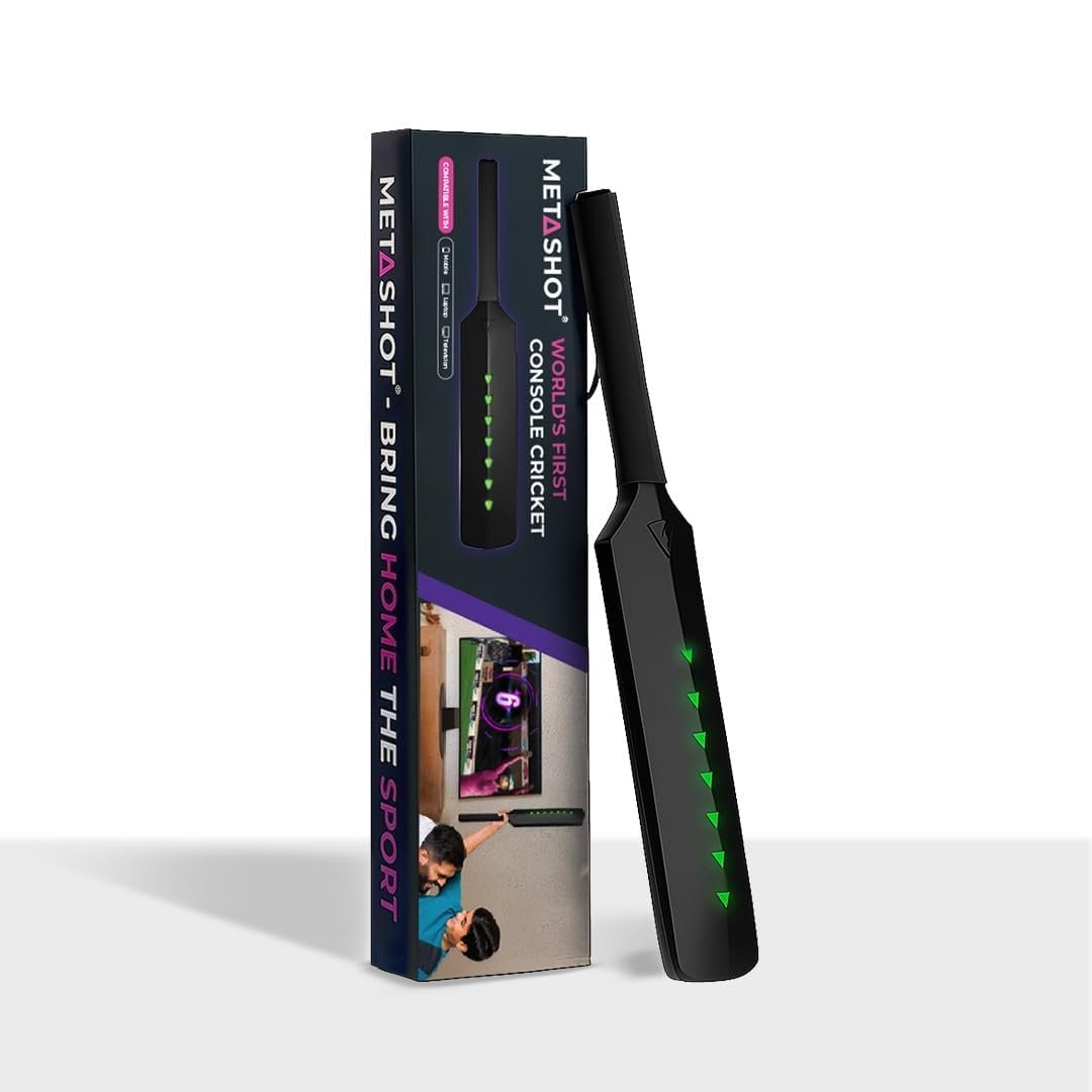 Metashot Smart Cricket Bat Game | Motion Sensor Gaming Bat for TV & Mobile | Indoor Cricket Game | Bluetooth Bat Controller