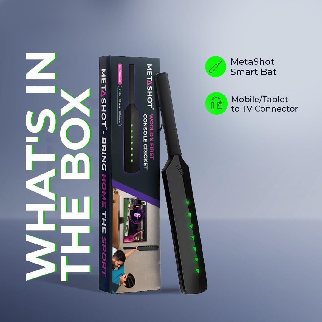 Metashot Smart Cricket Bat Game | Motion Sensor Gaming Bat for TV & Mobile | Indoor Cricket Game | Bluetooth Bat Controller - Image 2