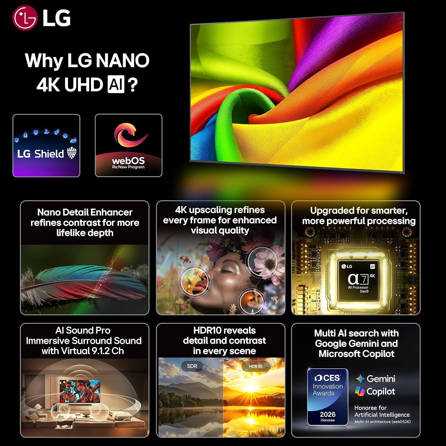 LG 108 cms (43 inches) U8 AI Series 4K Ultra HD (3840 x 2160) Smart webOS LED TV 43NU870BPLA 2026 - Image 3