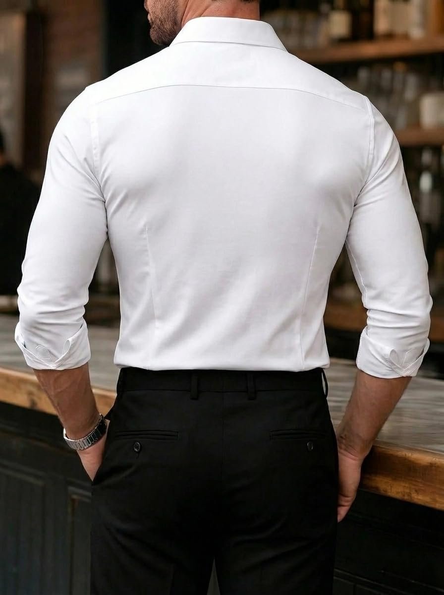 Men's White Floral Printed Shirt | Premium Stretch Casual Wear Shirt for Men | Slim Fit Full Sleeve Designer Button-Down Top | Stylish Apparel - Image 3