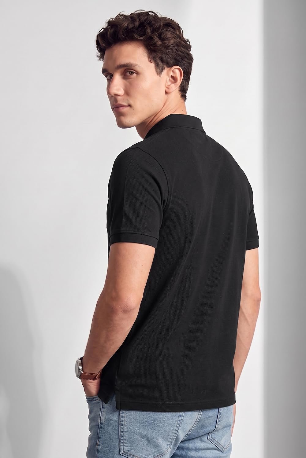 Allen Solly Men’s Polo T‑Shirt | Comfortable Rich Cotton Blend, Band Collar, Regular Fit | Stylish & Premium All Day Wear - Image 4
