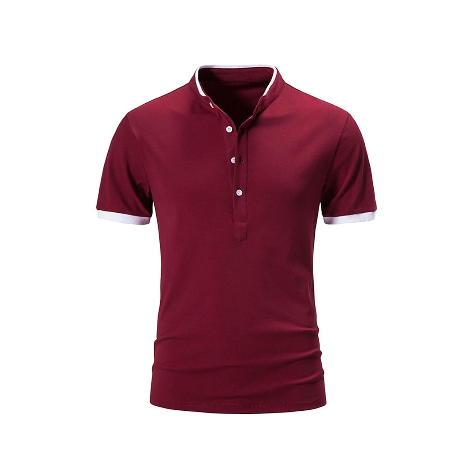 Shirts - Tropical Shirt Summer shortsleeved basic standing collar shirt Mens Tshirt top Mens comfortable and durable mens wear