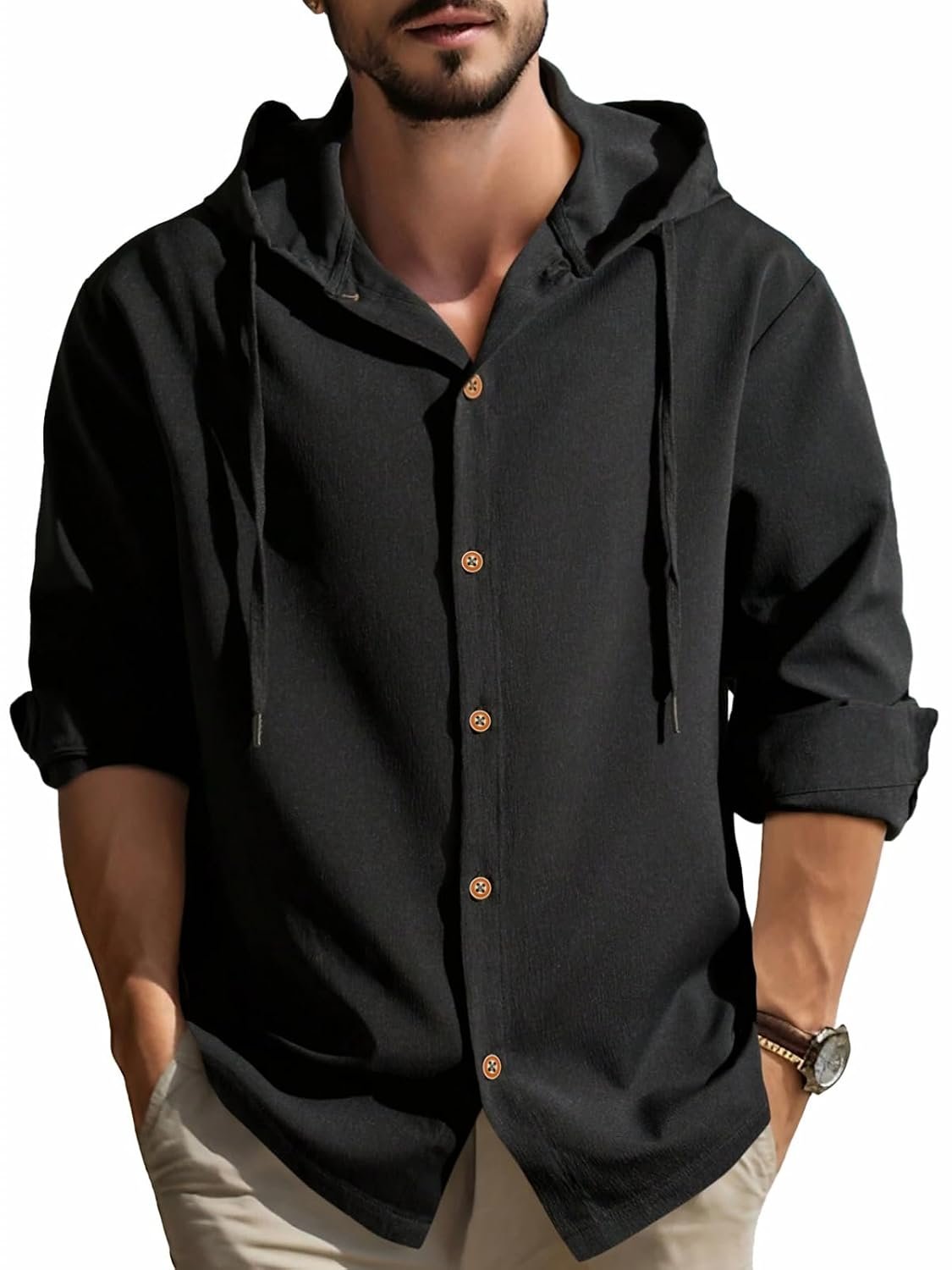 Noble Monk Men's Relax Fit Hooded Shirt || Casual Wear for Men || Full Sleeve Shirts || Stylish Shirt for Men