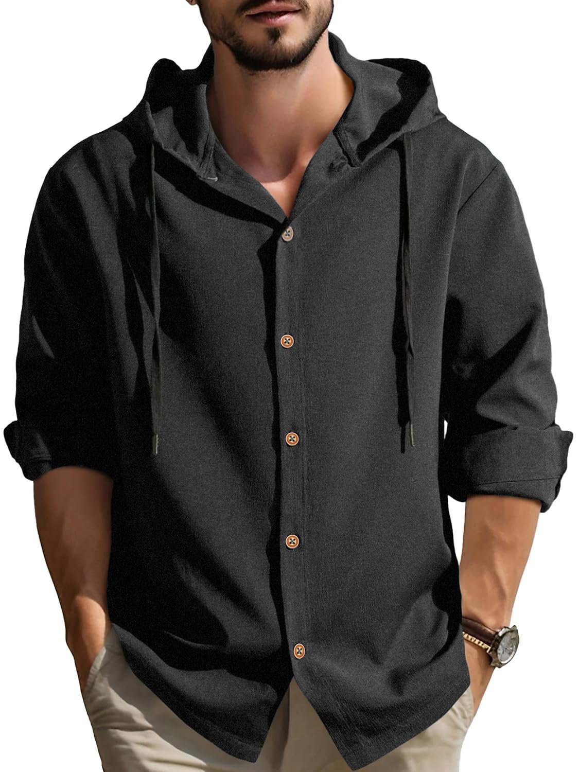Noble Monk Men's Relax Fit Hooded Shirt || Casual Wear for Men || Full Sleeve Shirts || Stylish Shirt for Men - Image 5