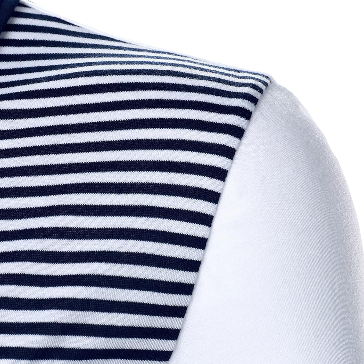 OLOMA Workout Shirts, Men Stripe Splicing Shirt Two color Splicing Tops Streetwear Casual Fashion Men Lapel Short Sleeves Shirt - Image 2