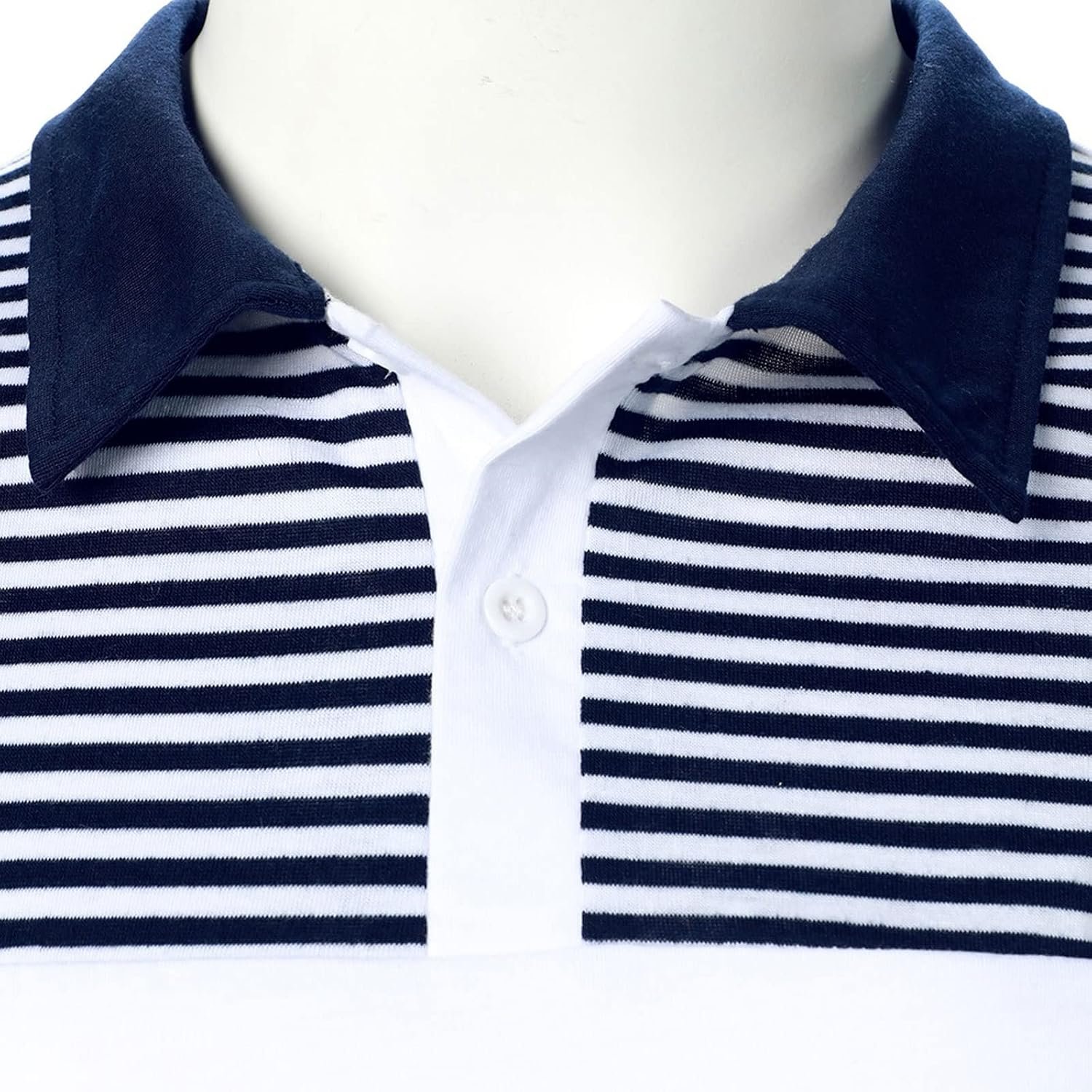 OLOMA Workout Shirts, Men Stripe Splicing Shirt Two color Splicing Tops Streetwear Casual Fashion Men Lapel Short Sleeves Shirt - Image 4